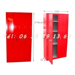 armoire-metallique-rouge-grise-2-portes-propre