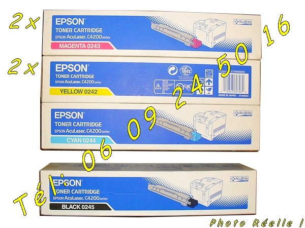 Toners Epson AcuLaser séries C4200 neufs C13S050242 C13S050243 C13S050244 C13S050245 [Petites annonces]