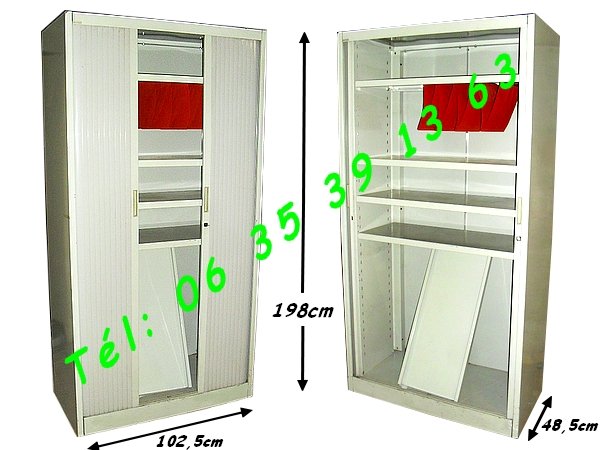 Armoire métallique à rideau 2 portes 4 étagères [Petites annonces Negoce-Land.com]