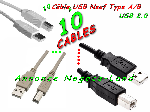 10 câble USB 2.0 TYPE A/B pour Imprimante, Scanner, Modem, Hub, Photocopieur, Multifonctions, Traceur, Fax et divers offre Consommables [Petites annonces Negoce-Land.com]